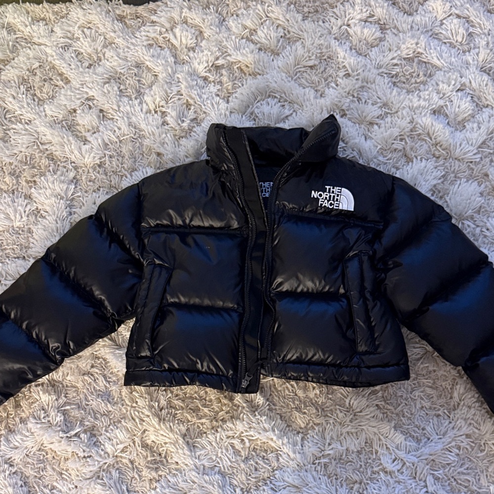 The North Face Black Cropped Puffer Jacket size small